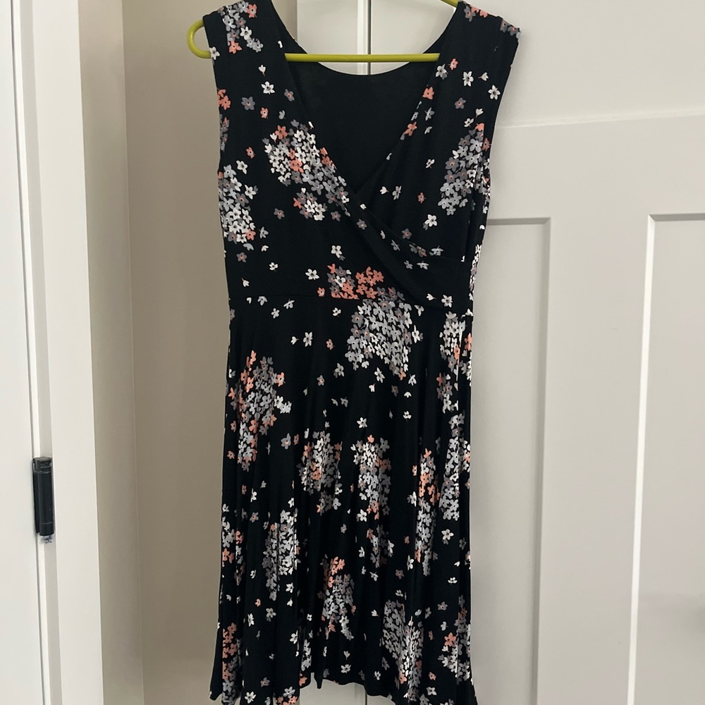 LOFT Black Floral Dress